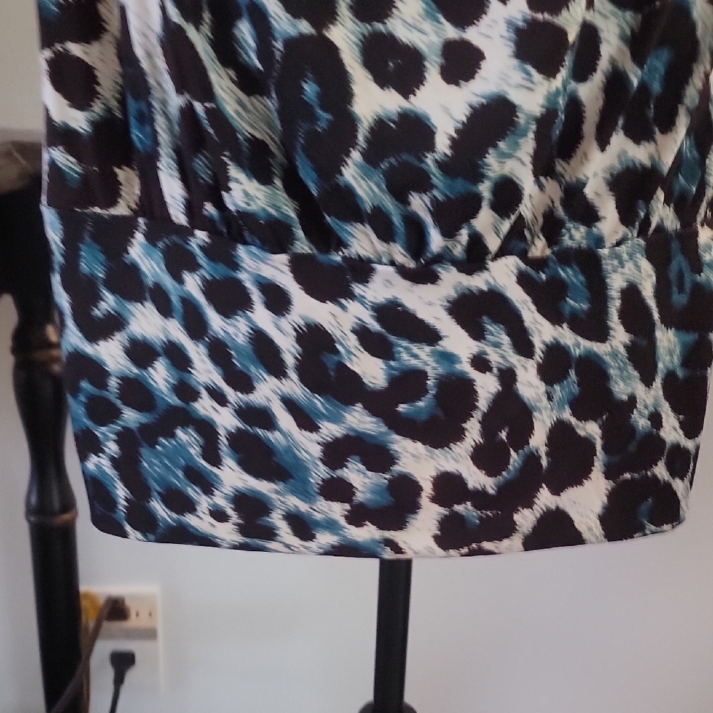 INC International Concepts Blue and Black Sleeveless Cowl Neck Tunic - Picture 2 of 5